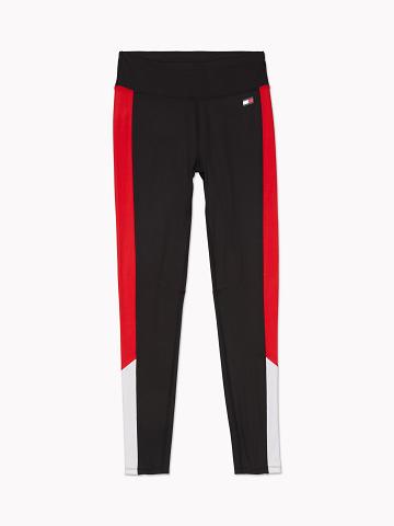 Női Tommy Hilfiger Essential Flag Colorblock Legging Fekete | HU 221MQZ